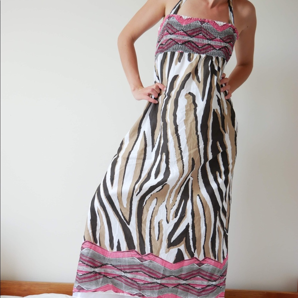 Brown and tan zebra print maxi dress 🦓
